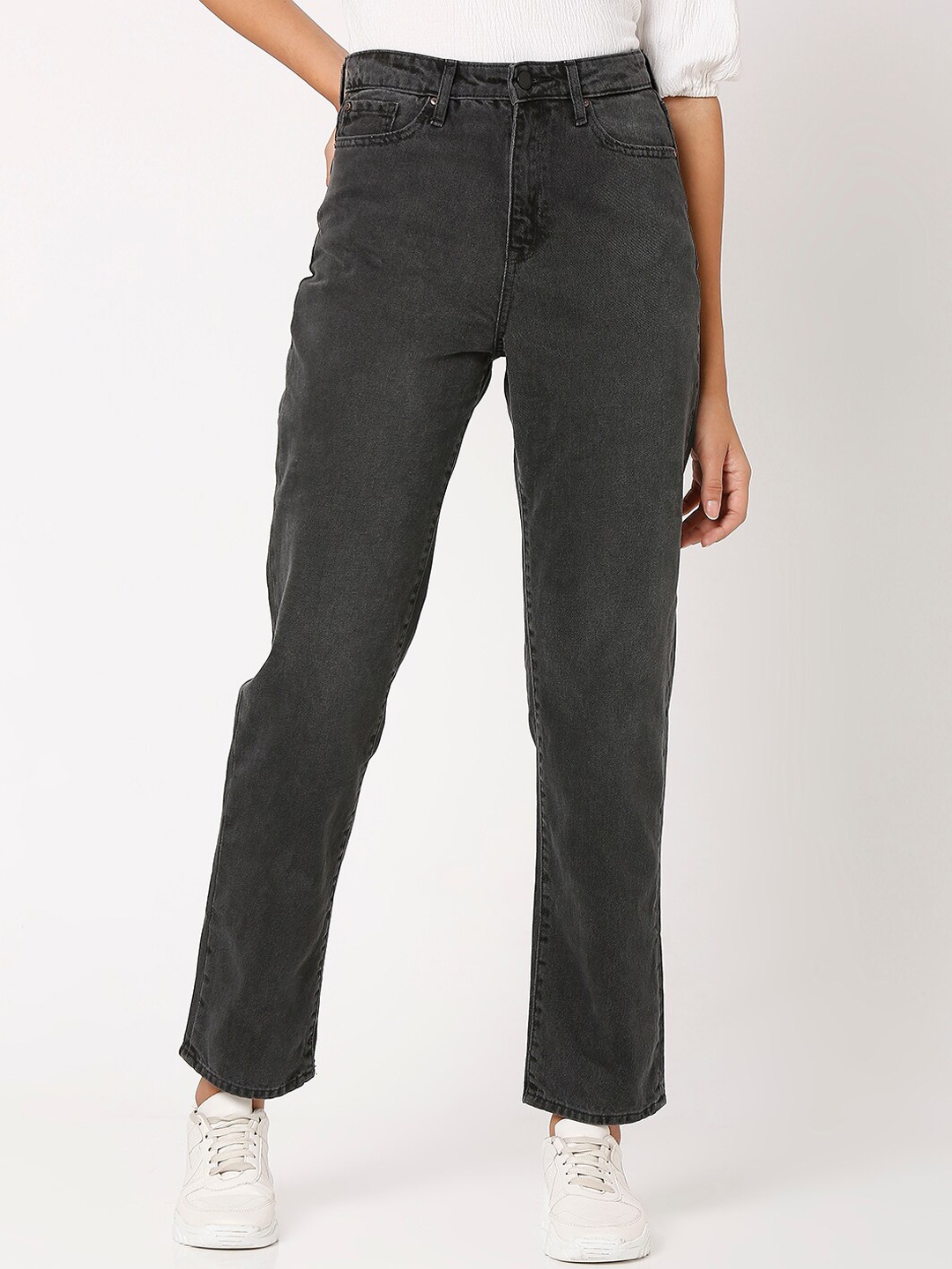 

SPYKAR Women Black Straight Fit High-Rise Jeans