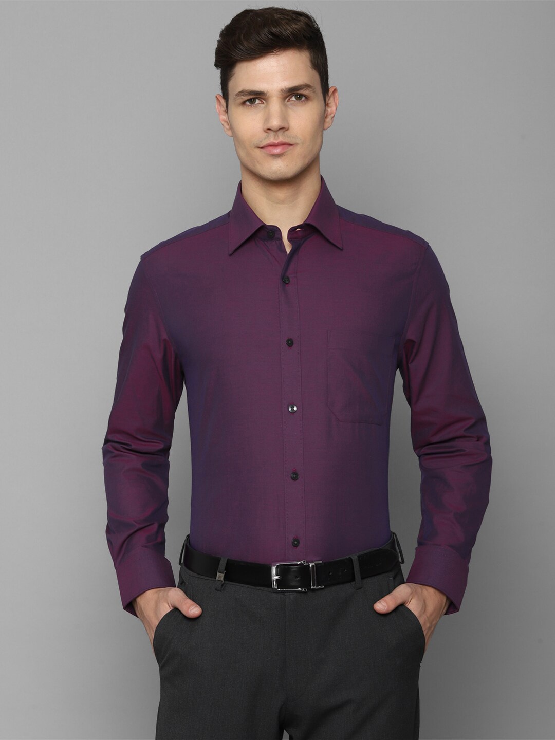 

Louis Philippe Men Purple Cotton Formal Shirt