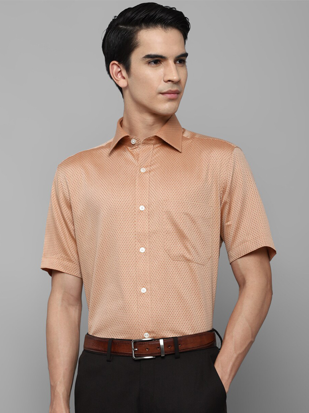 

Louis Philippe Men Orange Cotton Formal Shirt