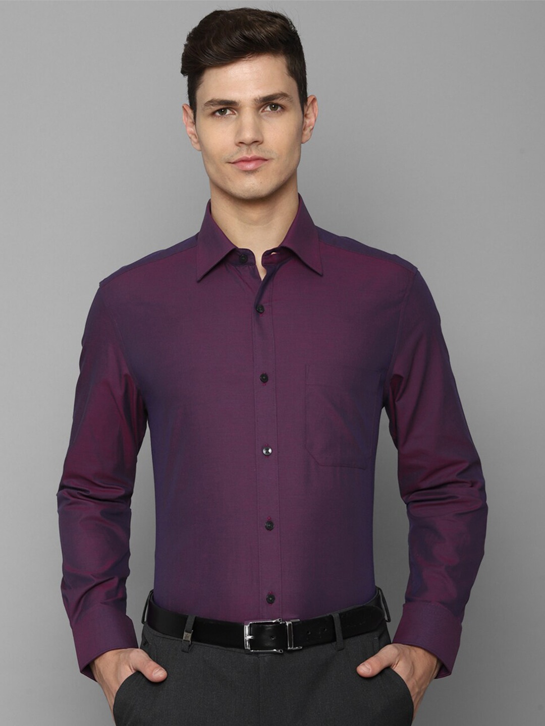 

Louis Philippe Men Purple Cotton Formal Shirt