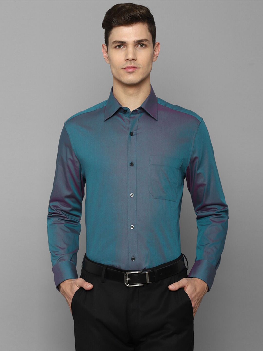 

Louis Philippe Men Green Cotton Formal Shirt