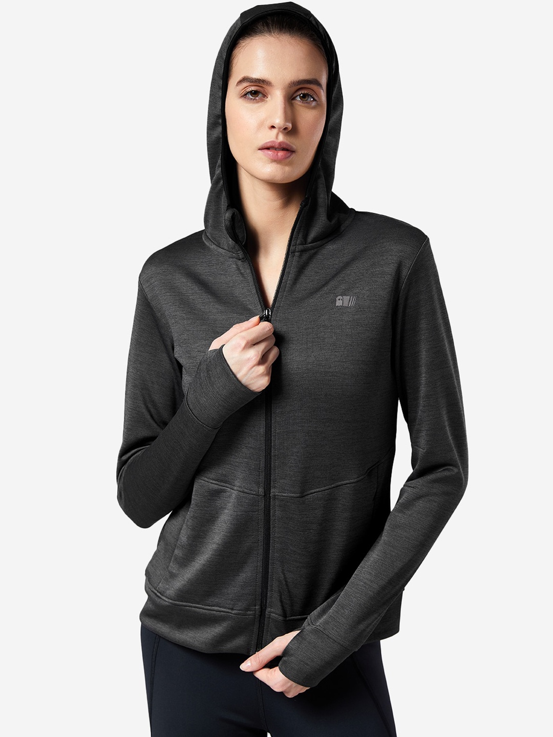 

The Souled Store Women Charcoal Reflective Strip Sporty Jacket