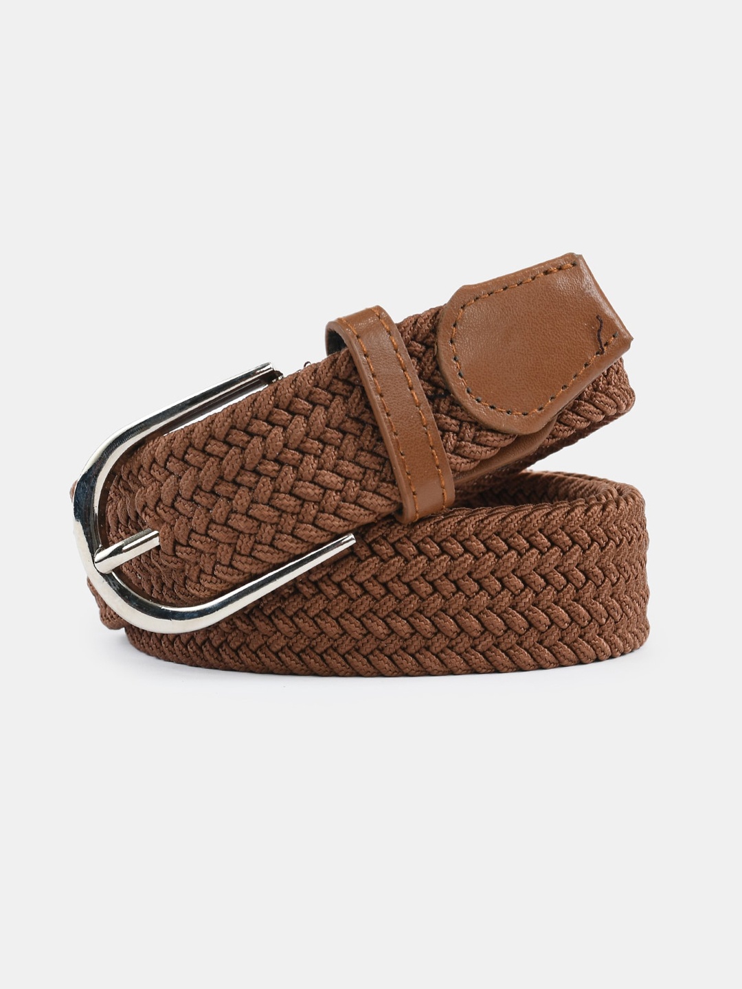 

WINSOME DEAL Men Brown Braided Canvas Stretchable belt