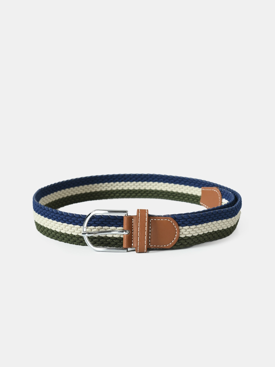 

WINSOME DEAL Men White Striped Belt