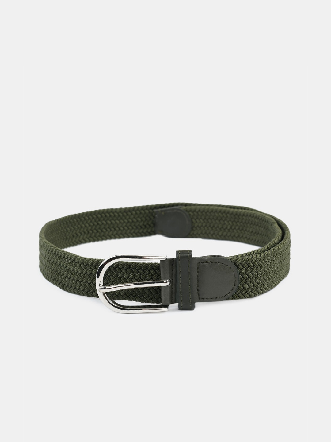 

WINSOME DEAL Men Olive Green Braided Belt