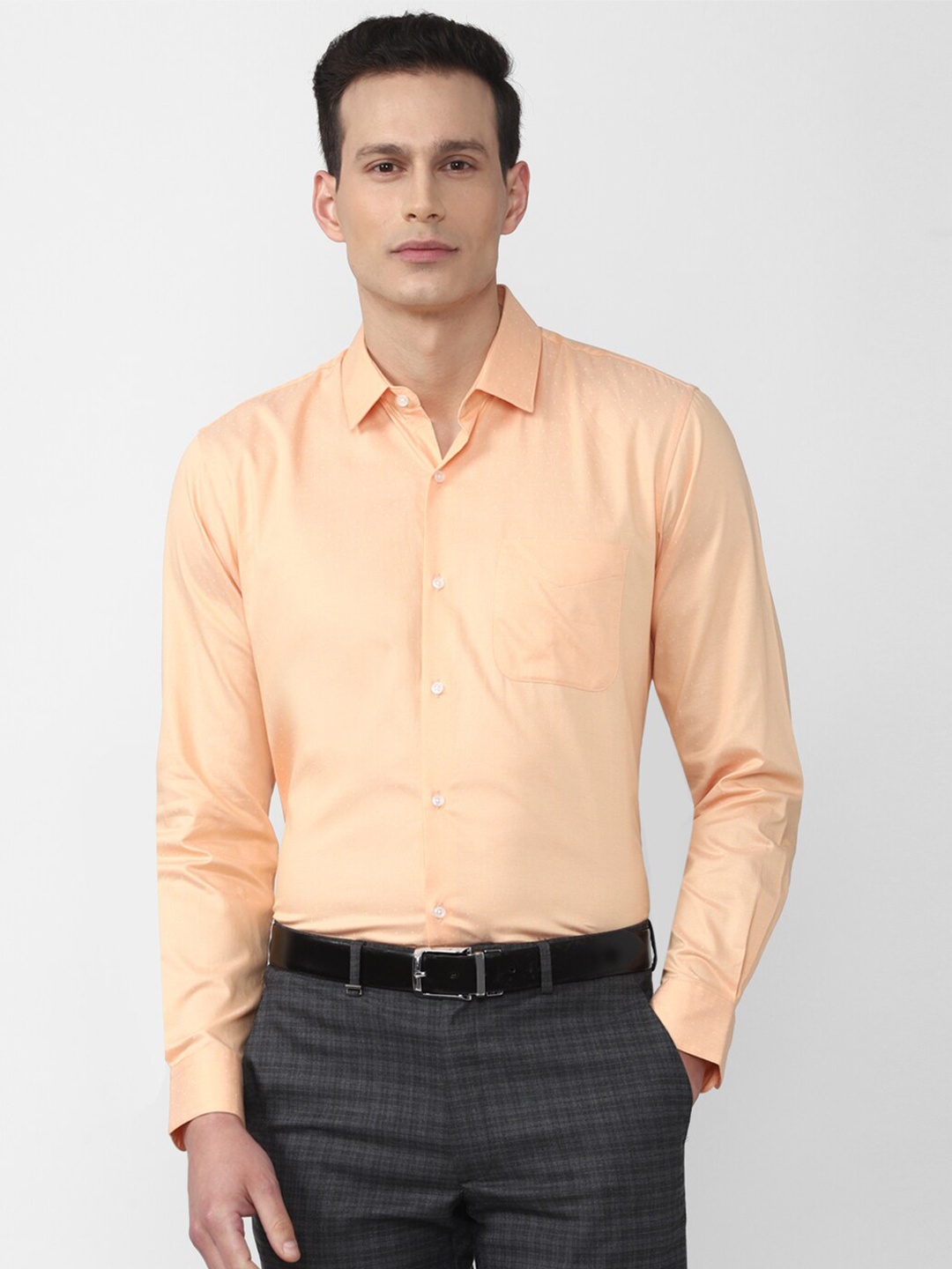 

Peter England Men Orange Formal Shirt