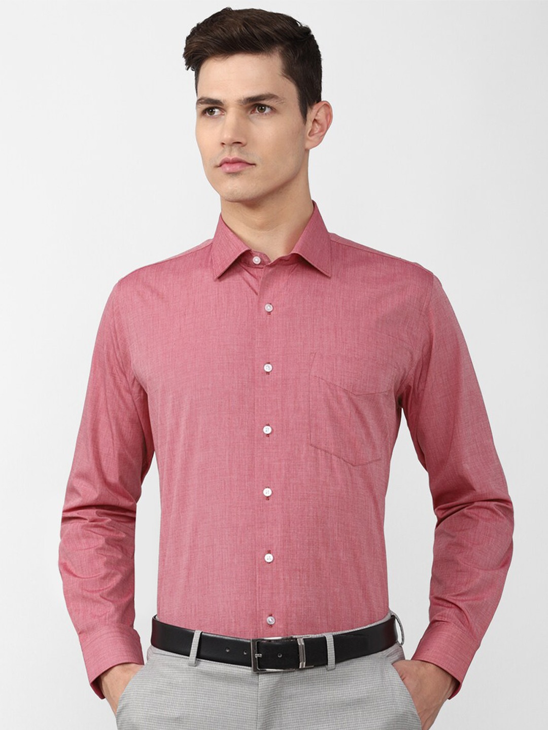 

Van Heusen Men Pink Slim Fit Checked Cotton Formal Shirt