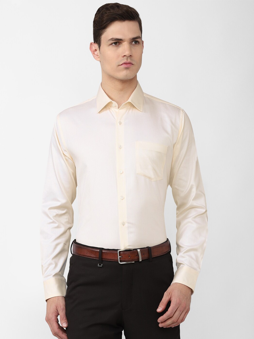 

Van Heusen Men Cream-Coloured Slim Fit Cotton Formal Shirt