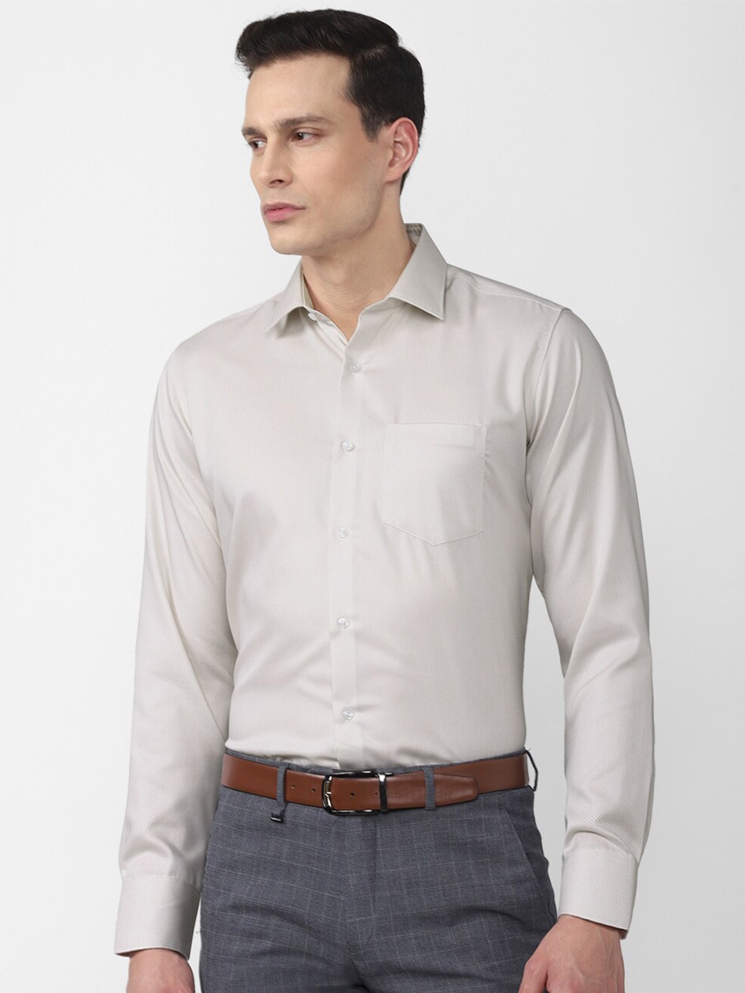 

Van Heusen Men Grey Cotton Formal Shirt