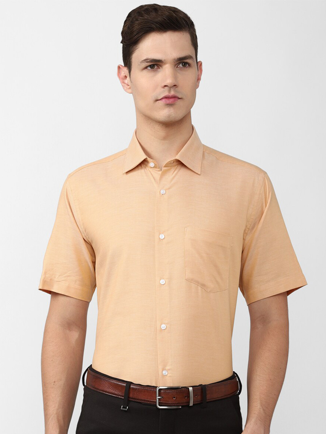

Van Heusen Men Orange Cotton Formal Shirt