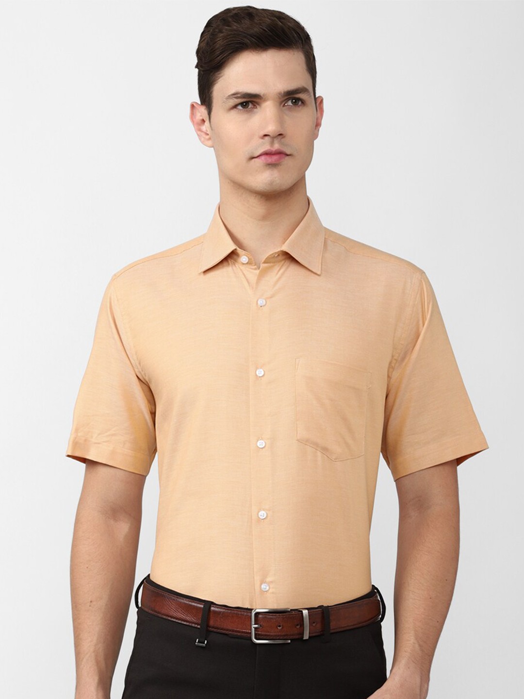

Van Heusen Men Orange Cotton Formal Shirt