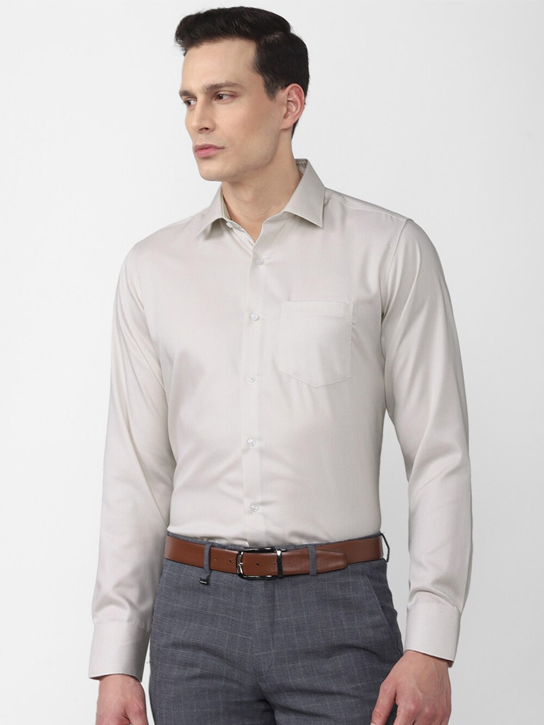 

Van Heusen Men Grey Cotton Formal Shirt