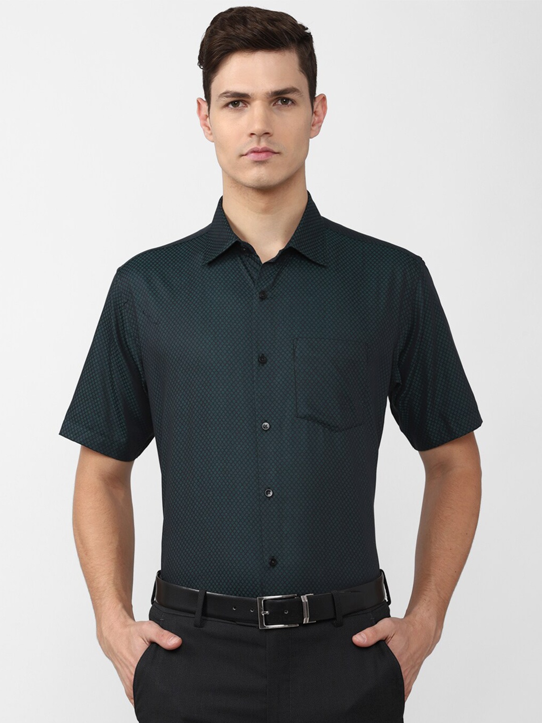 

Van Heusen Men Green Cotton Formal Shirt