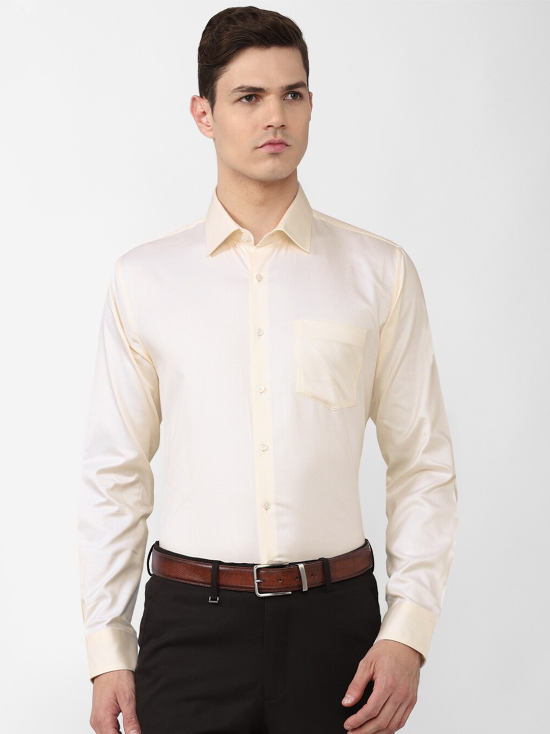 

Van Heusen Men Cream-Coloured Slim Fit Cotton Formal Shirt