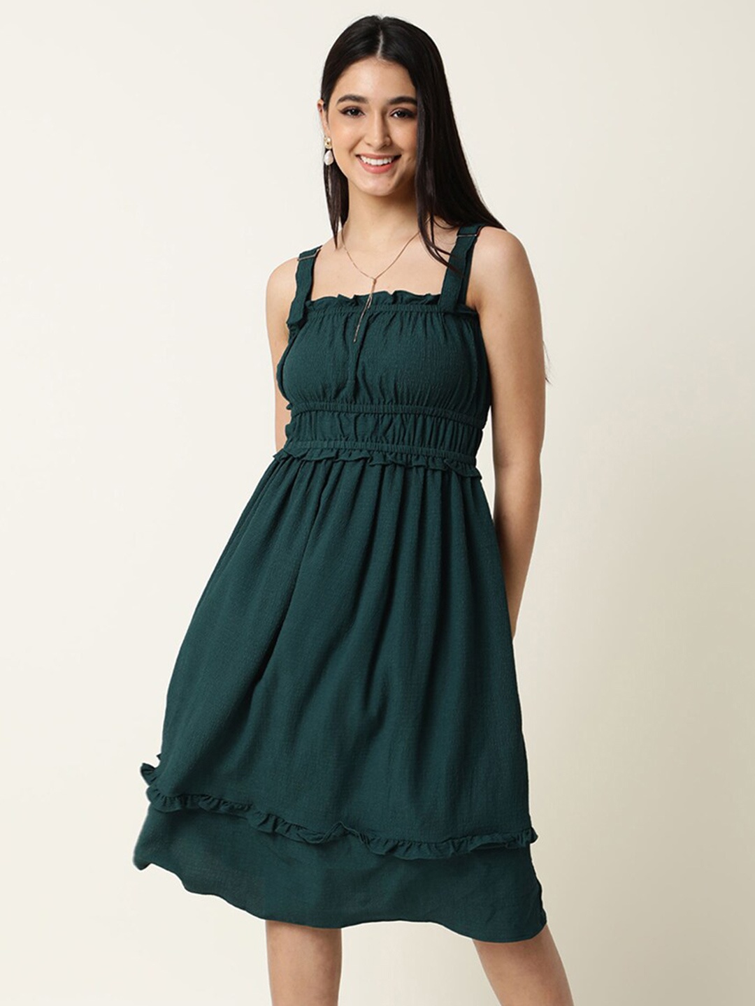 

RAREISM Women Green Cotton Midi Dress