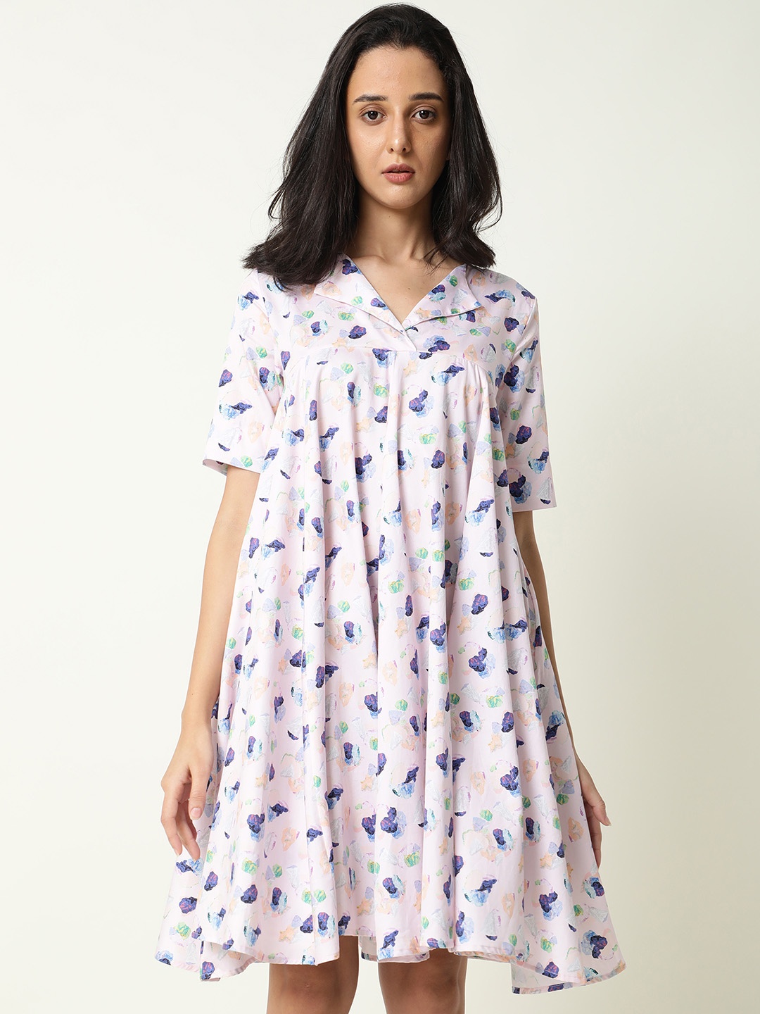 

RAREISM Women Pink & Navy Blue Dress