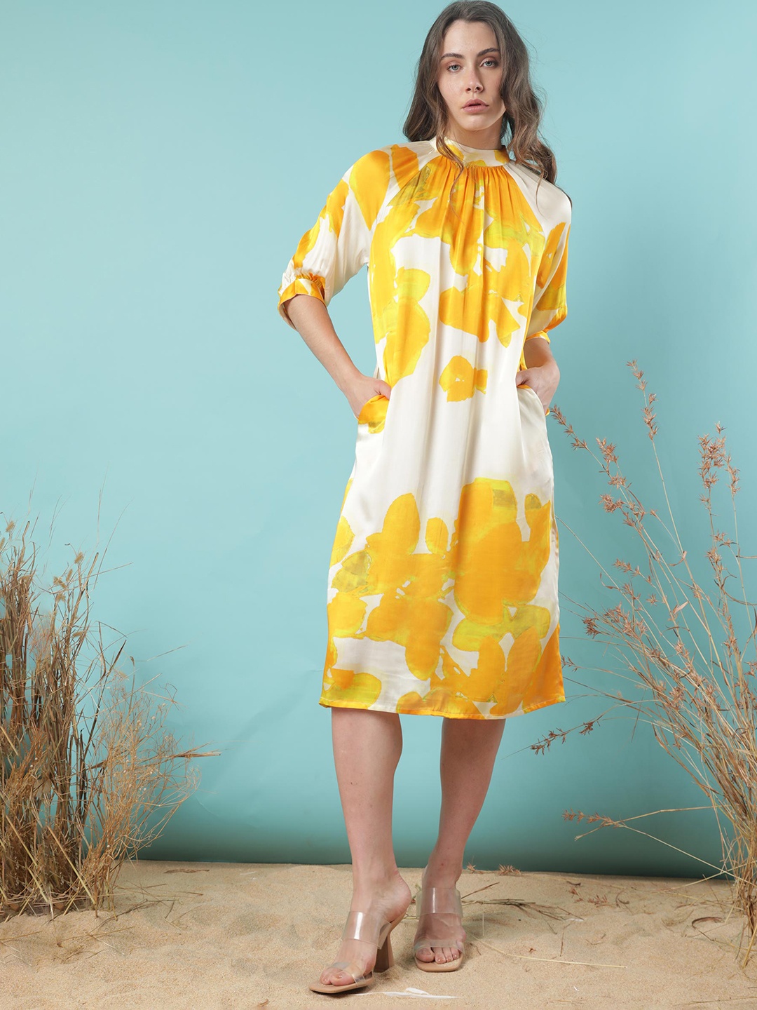 

RAREISM Women Yellow A-Line Dress