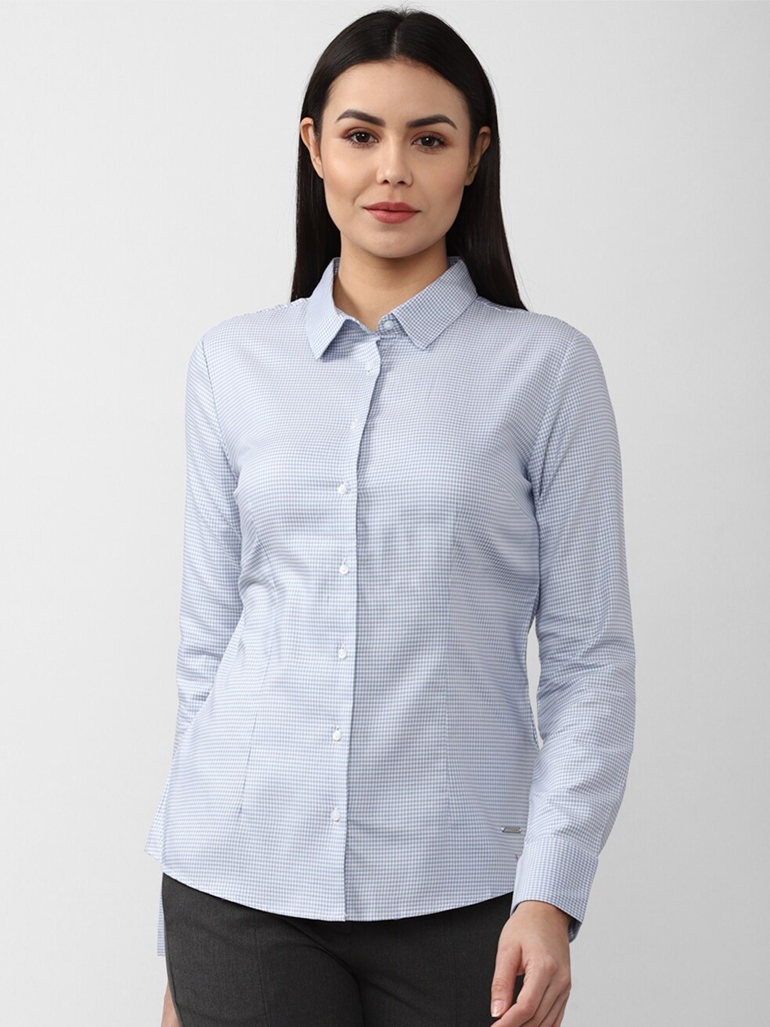 

Van Heusen Woman Blue Checked Casual Shirt
