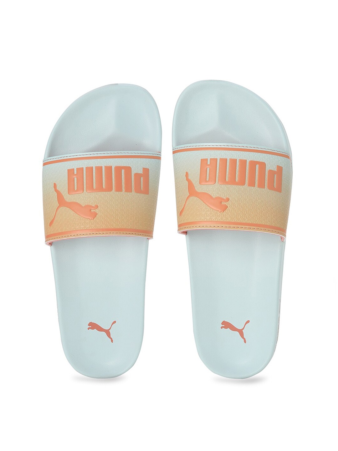 

Puma Unisex Blue & Peach-Coloured Printed Sliders