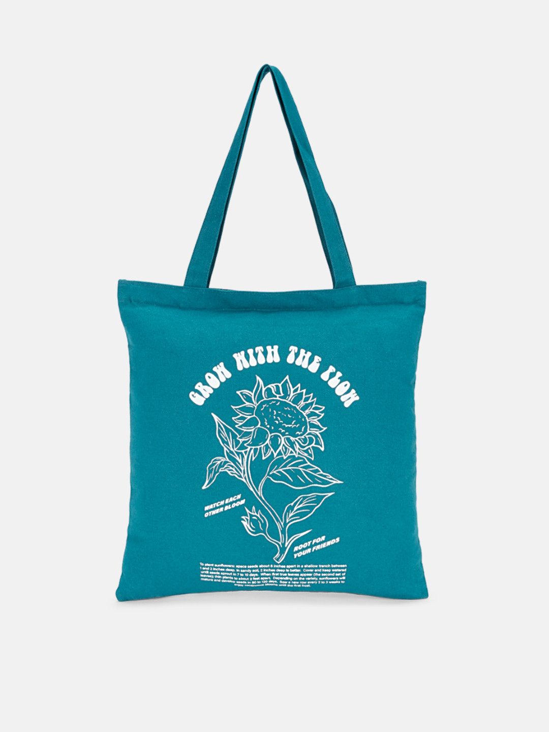 

Forever Glam by Pantaloons Teal Blue Cotton Printed Tote Bag