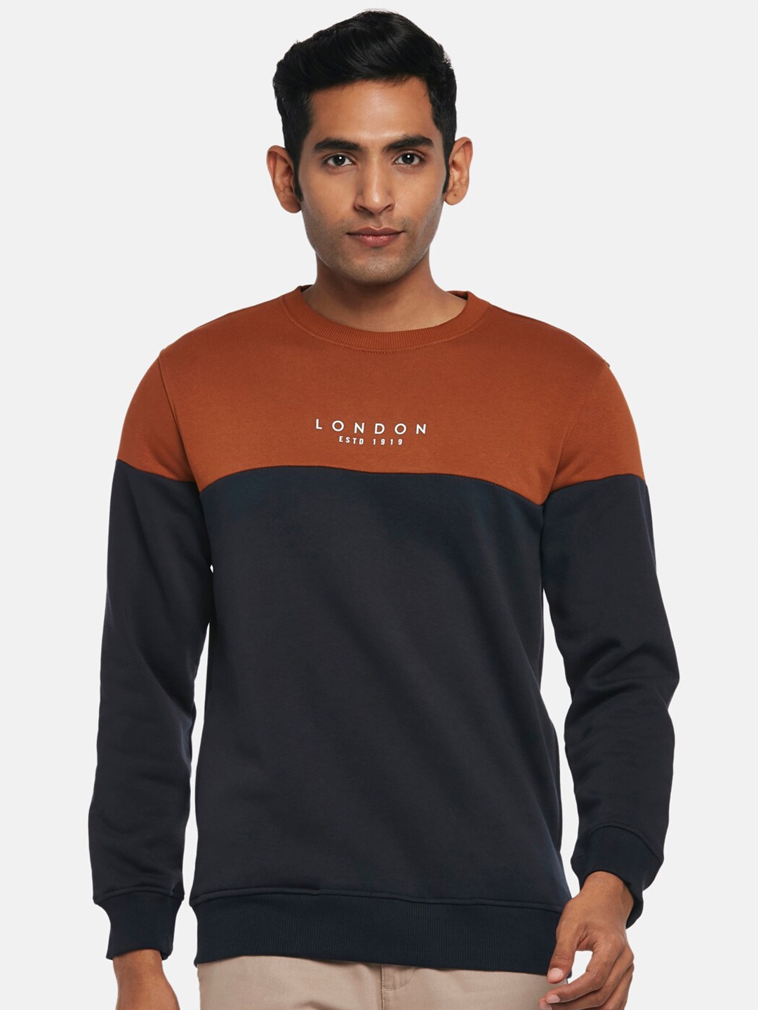

BYFORD by Pantaloons Men Tan Colourblocked Sweatshirt