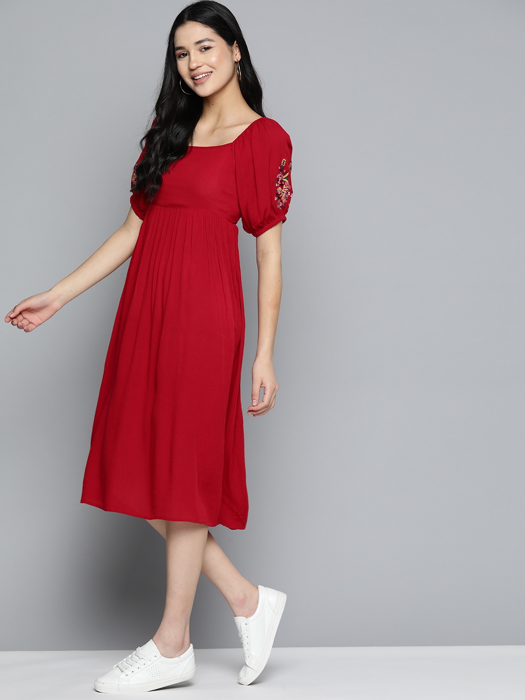 

Mast & Harbour A-Line Midi Dress, Red