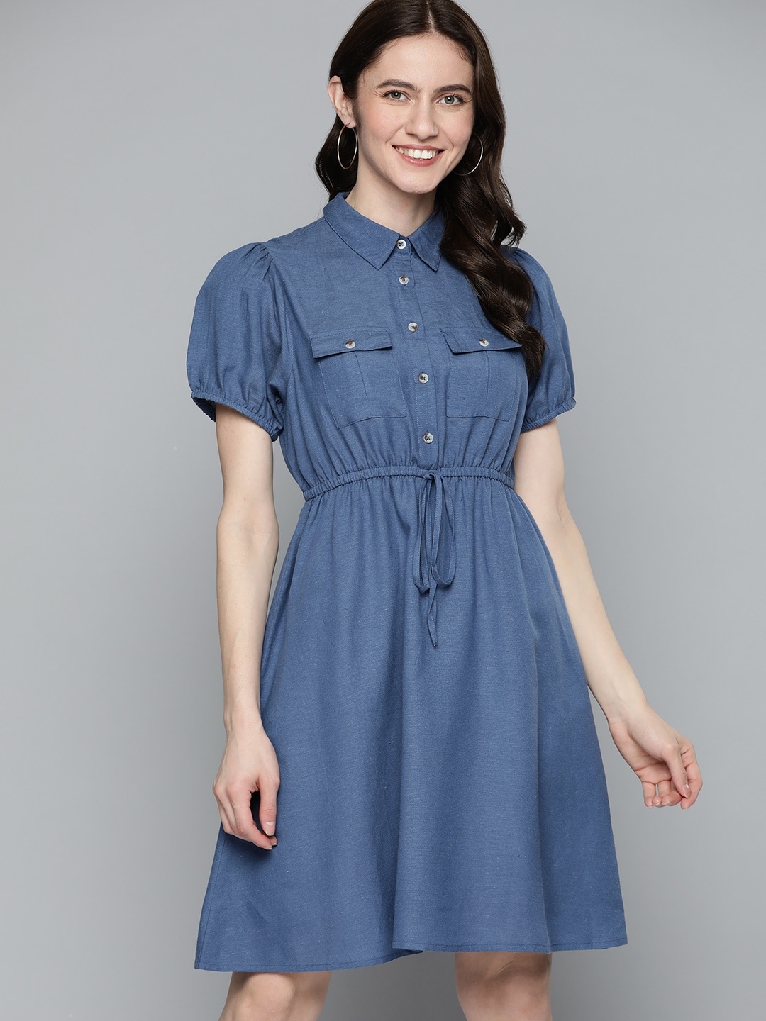 

Mast & Harbour Women Blue Solid A-Line Dress