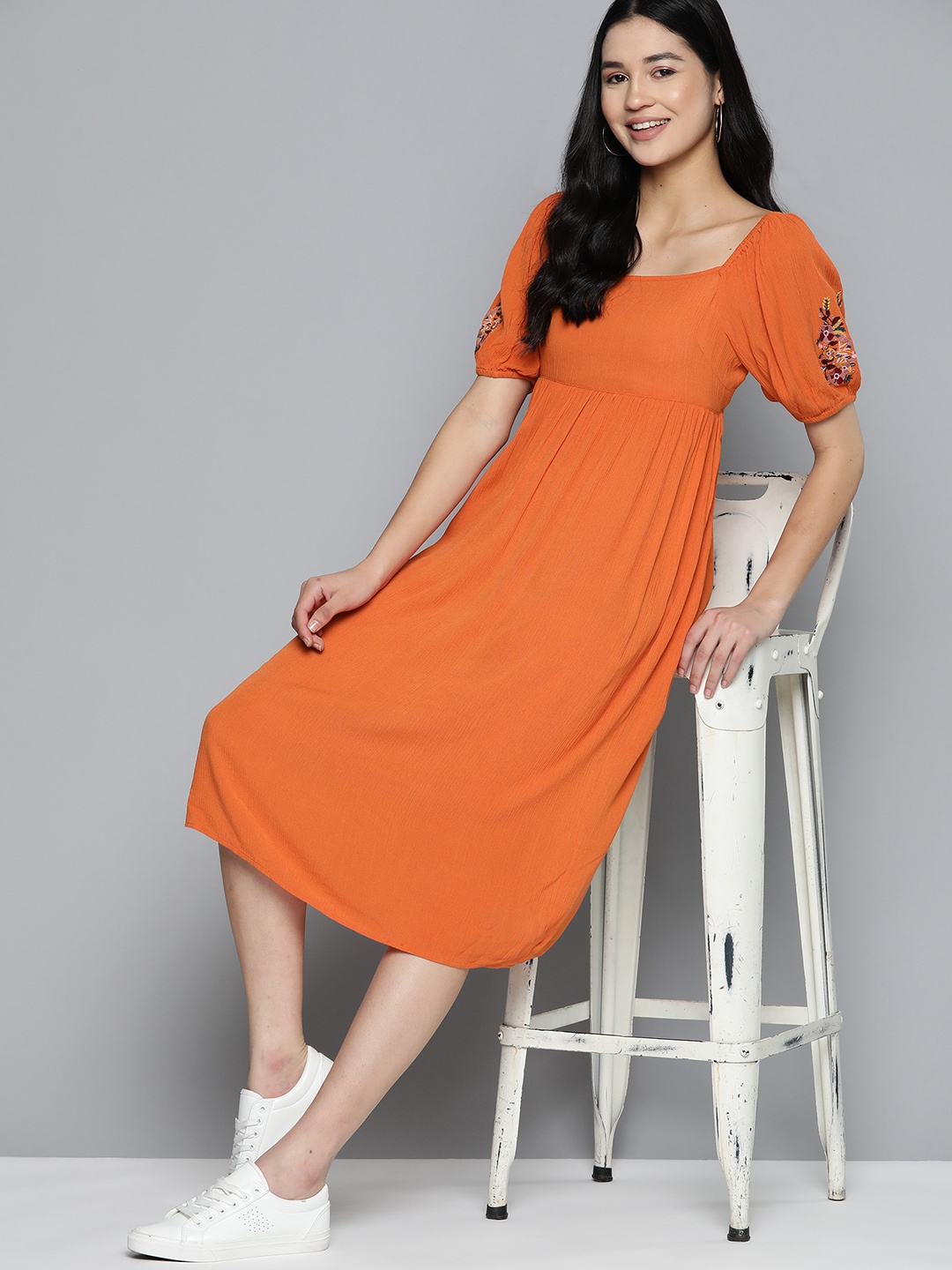 

Mast & Harbour A-Line Midi Dress, Orange