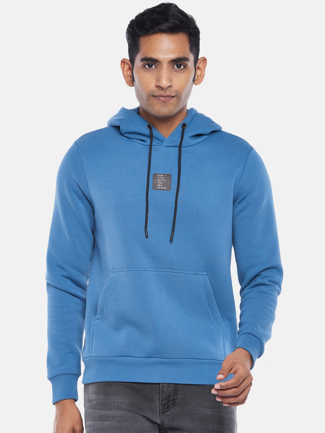 

People Men Blue Hooded Sweatshirt