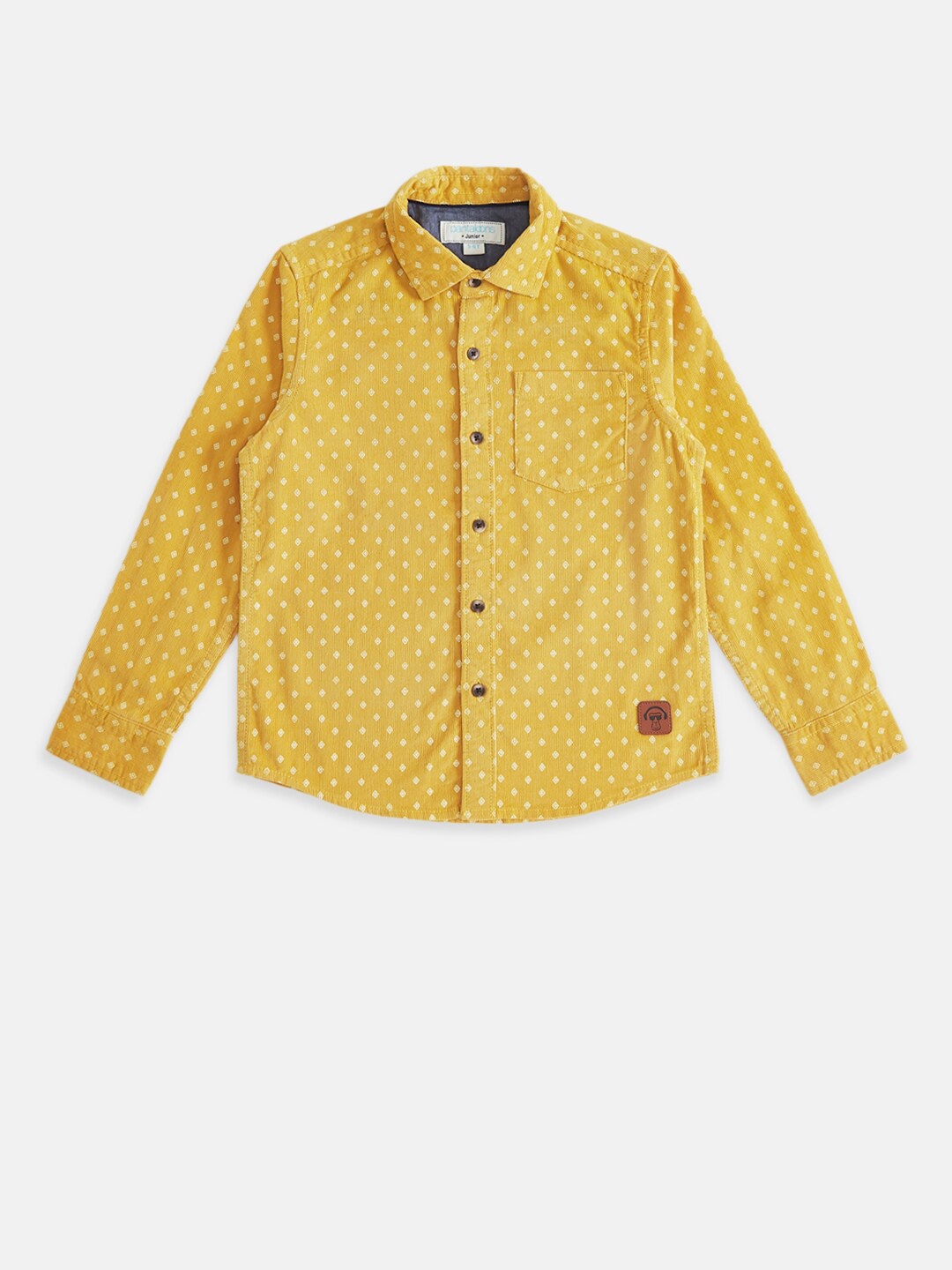 

Pantaloons Junior Boys Mustard Cotton Printed Casual Shirt