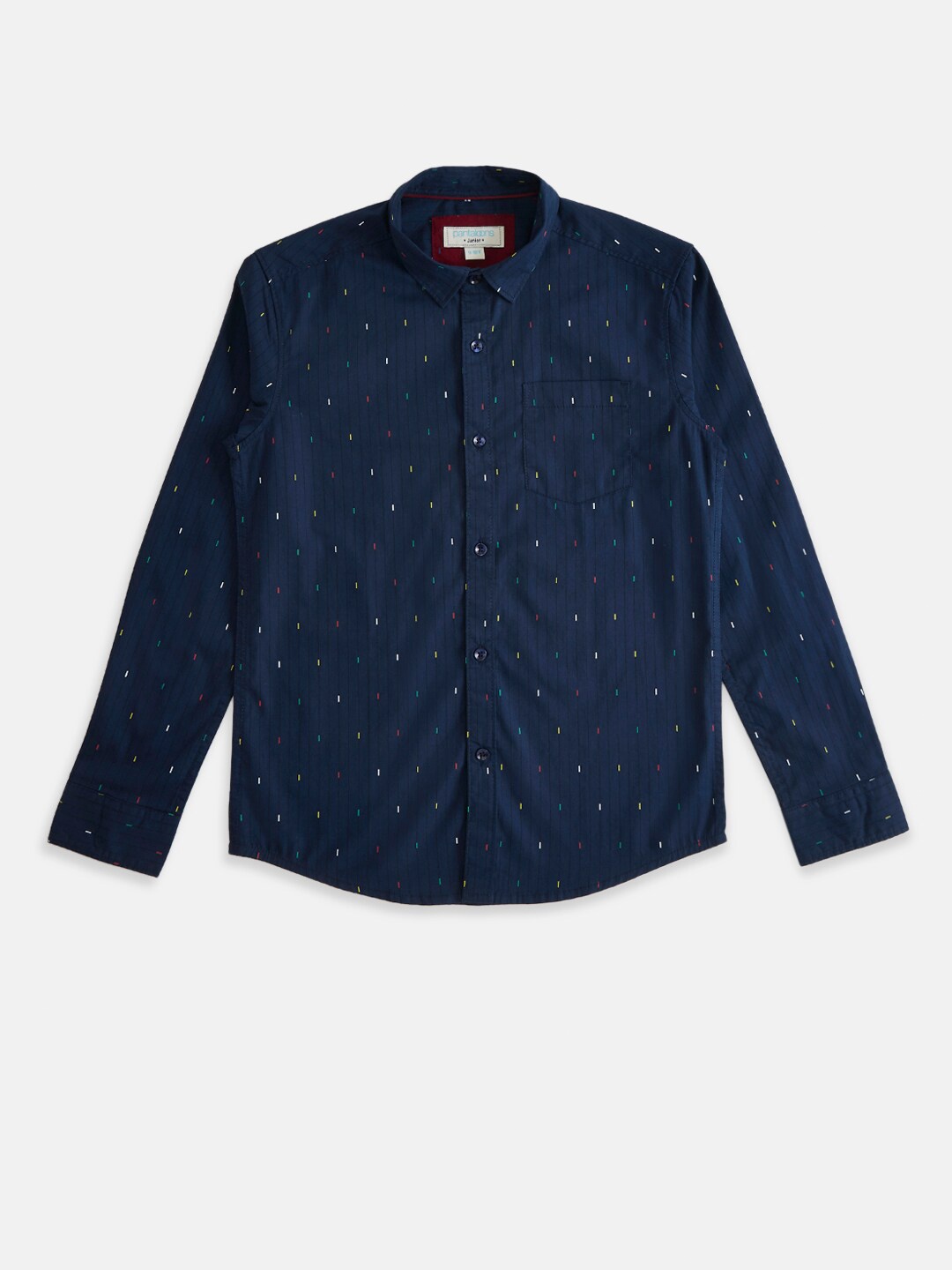 

Pantaloons Junior Boys Blue Cotton Striped Casual Shirt