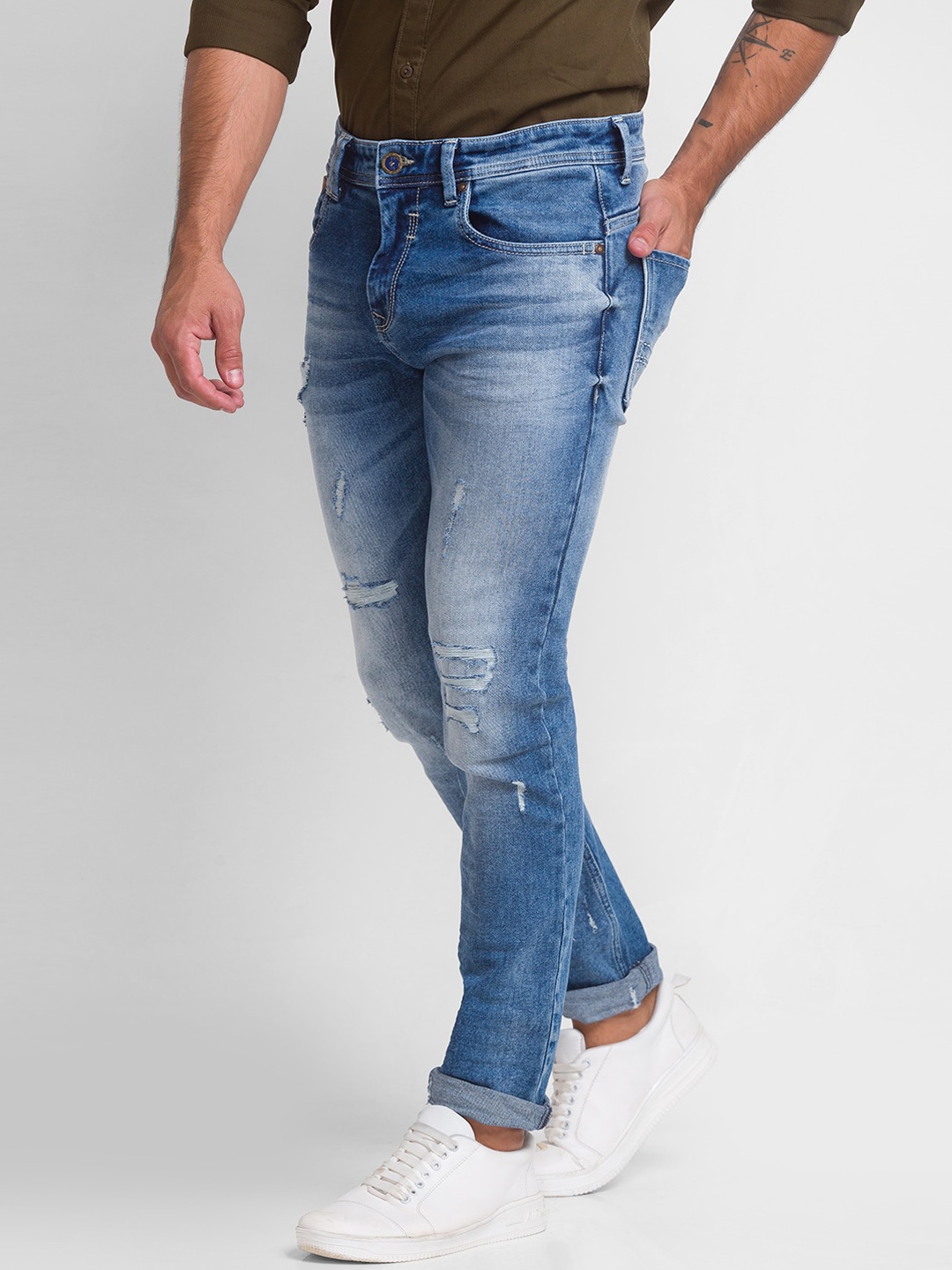 

SPYKAR Men Blue Mildly Distressed Heavy Fade Jeans