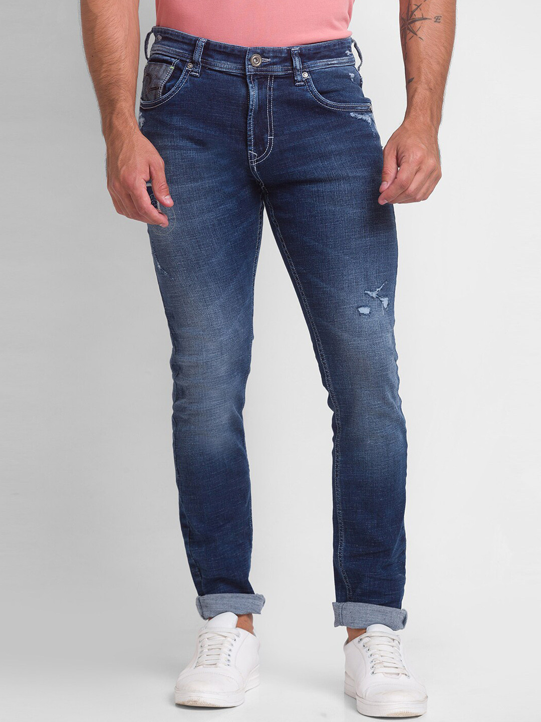 

SPYKAR Men Blue Mildly Distressed Light Fade Jeans