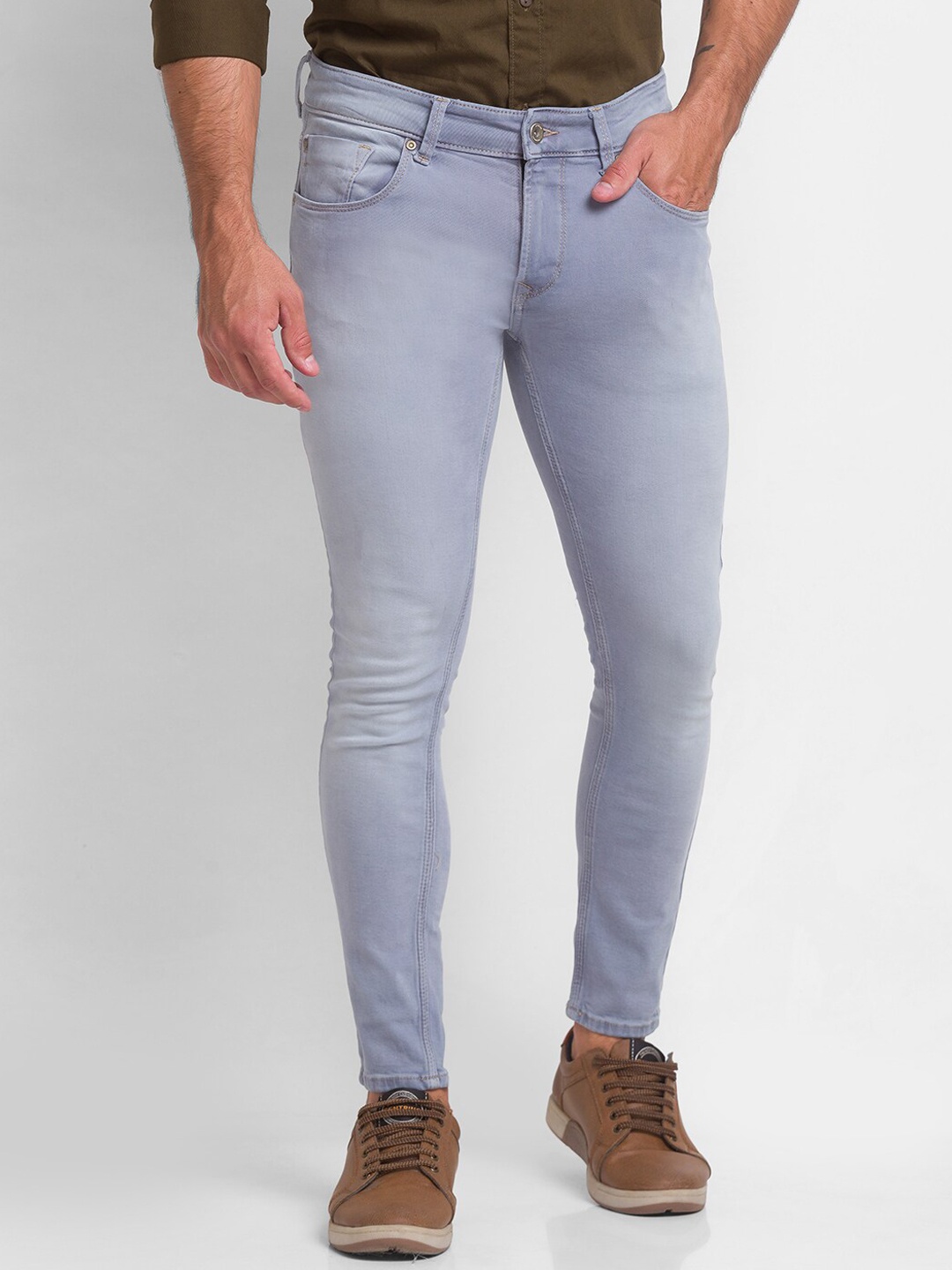 

SPYKAR Men Grey Slim Fit Light Fade Jeans