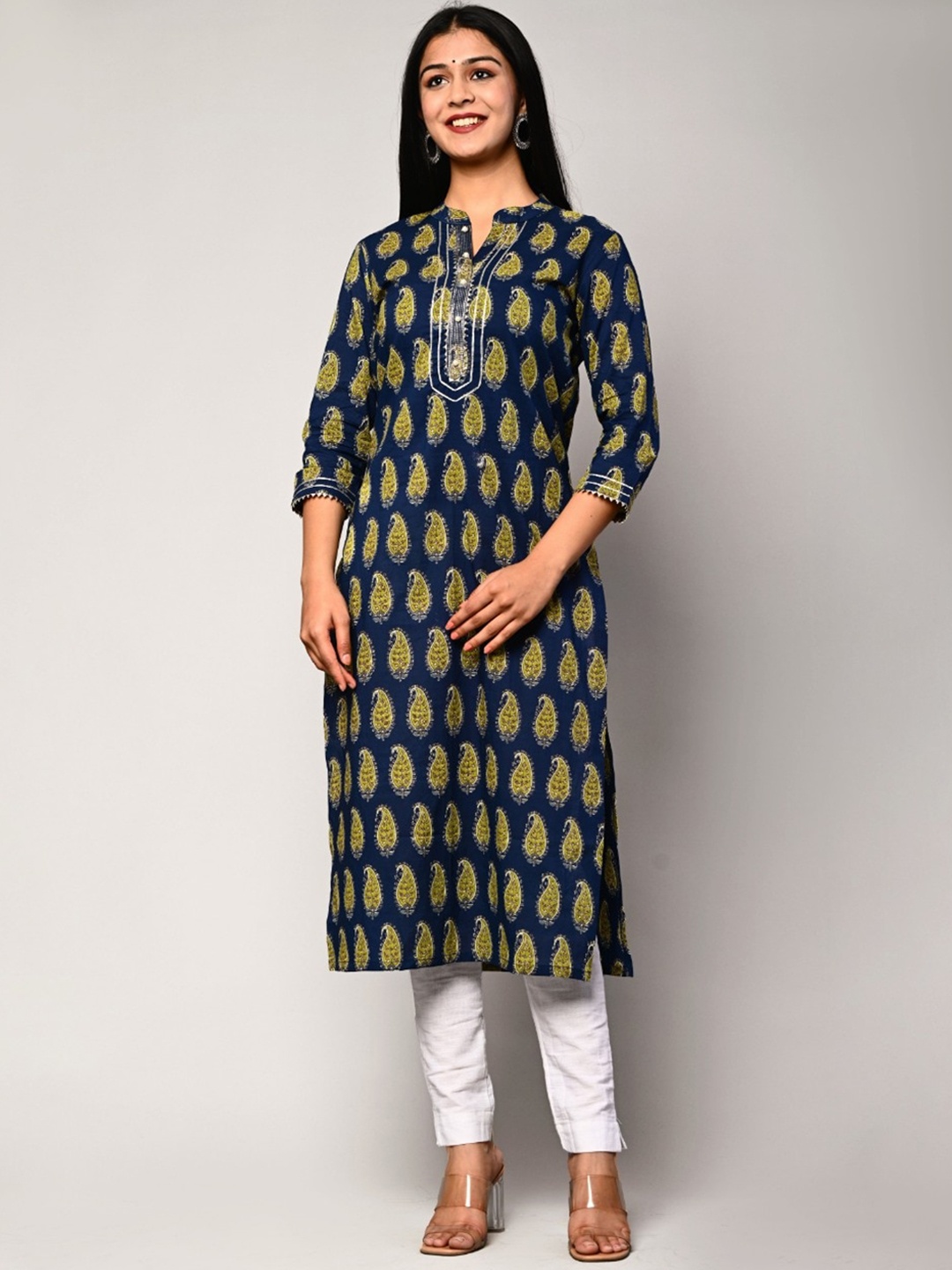 

Swasti Women Blue Paisley Printed Kurta