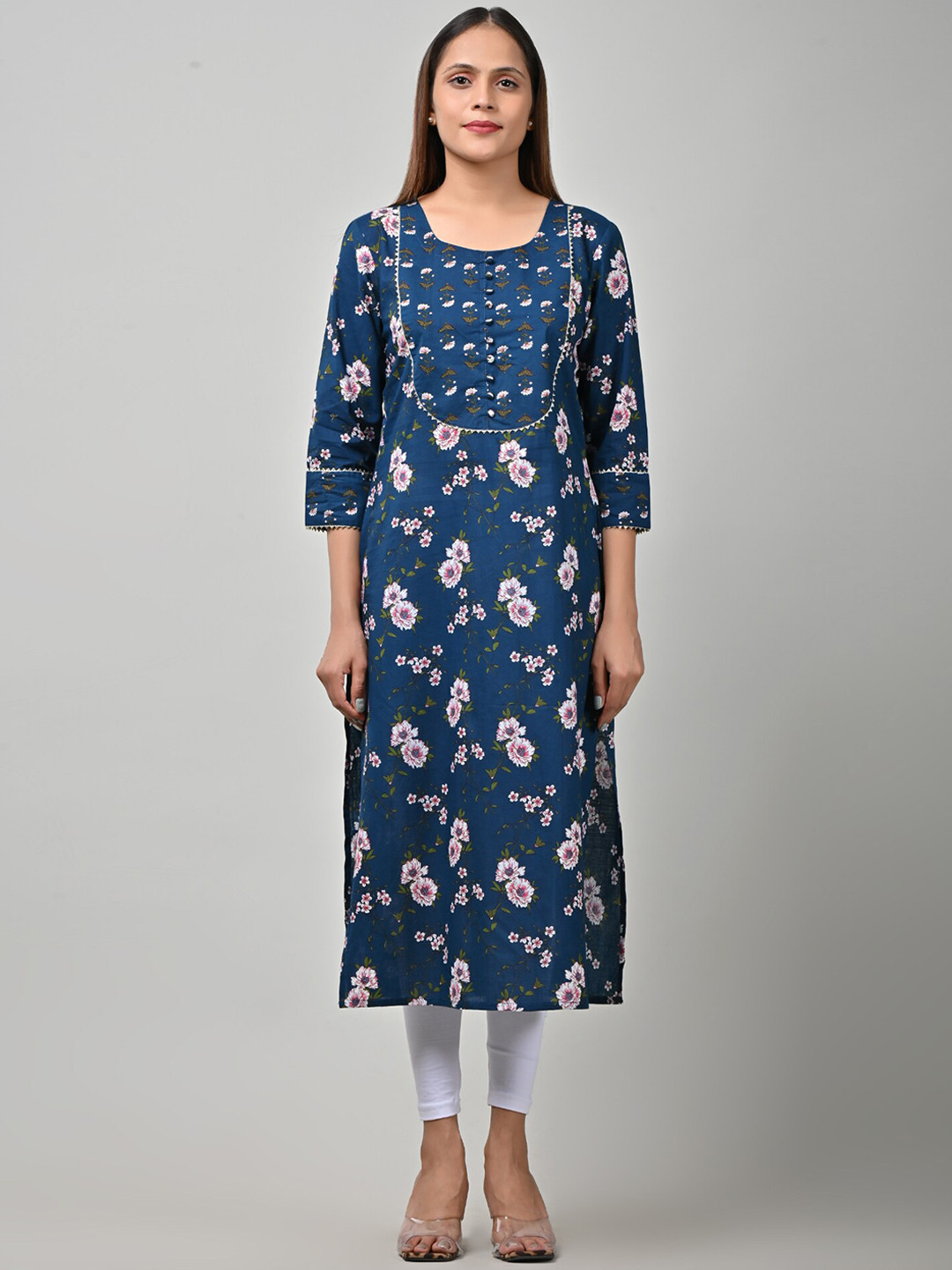 

Swasti Women Navy Blue Floral Printed Floral Kurta