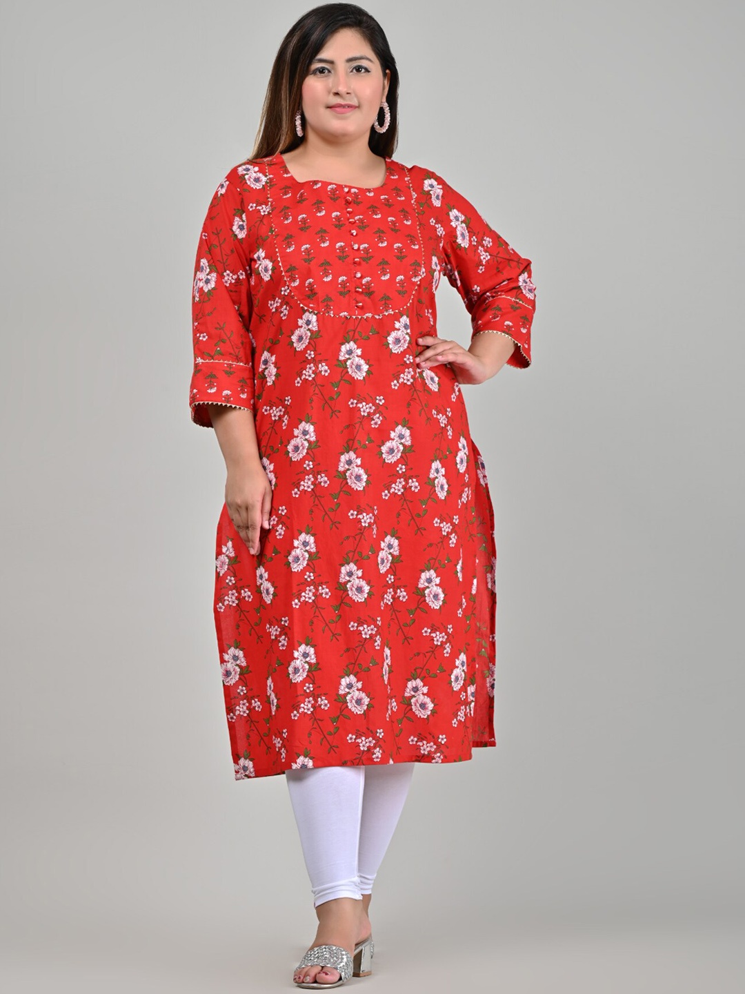 

Swasti Women Red Printed Floral Kurta