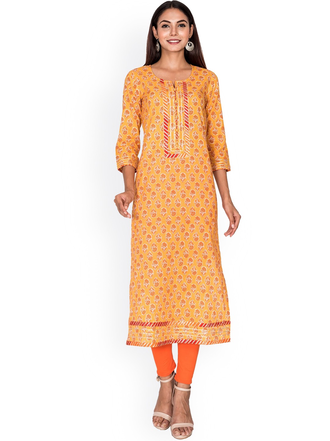 

Swasti Women Yellow Floral Kurta