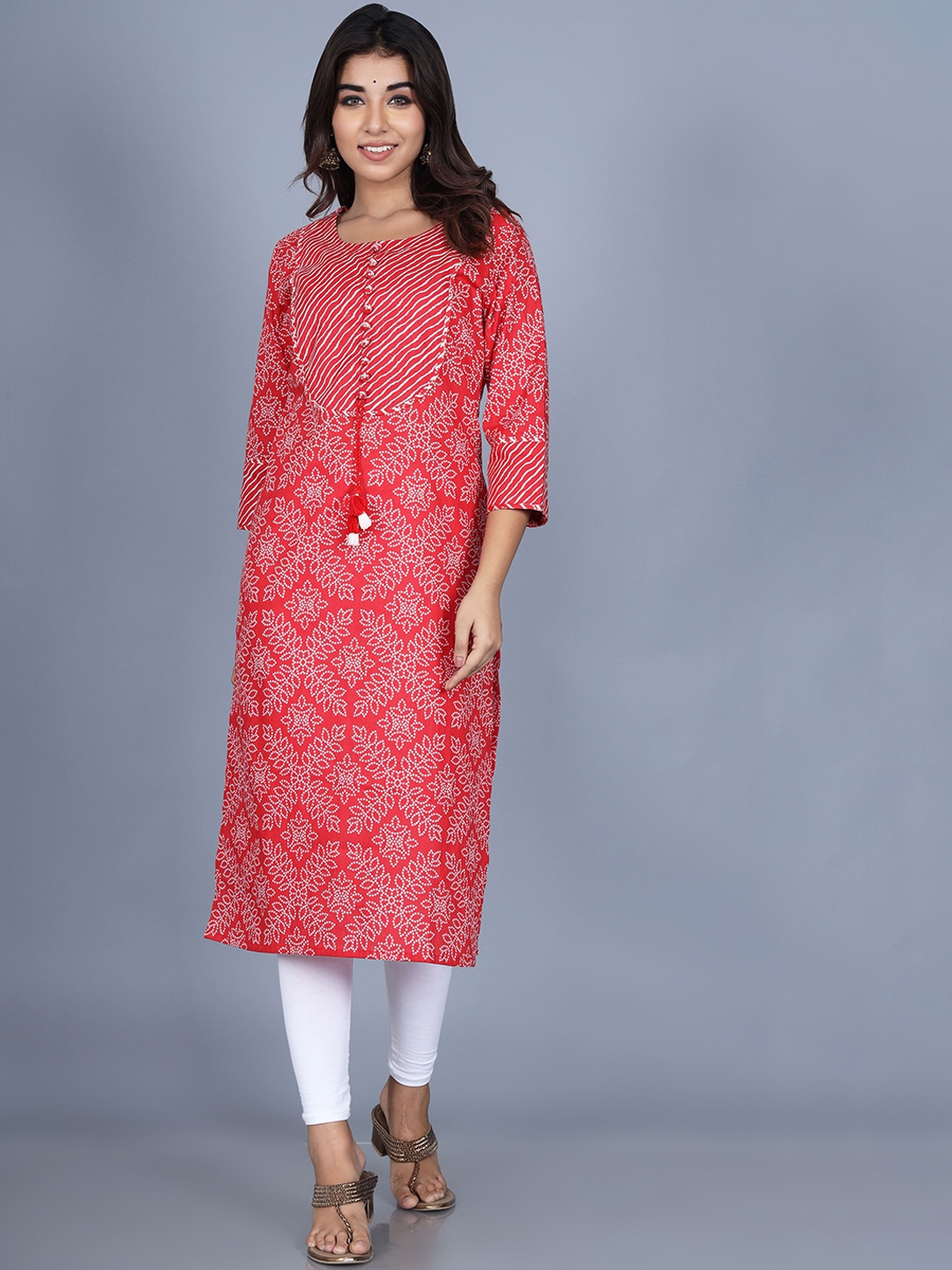 

Swasti Women Red & White Floral Printed Kurta