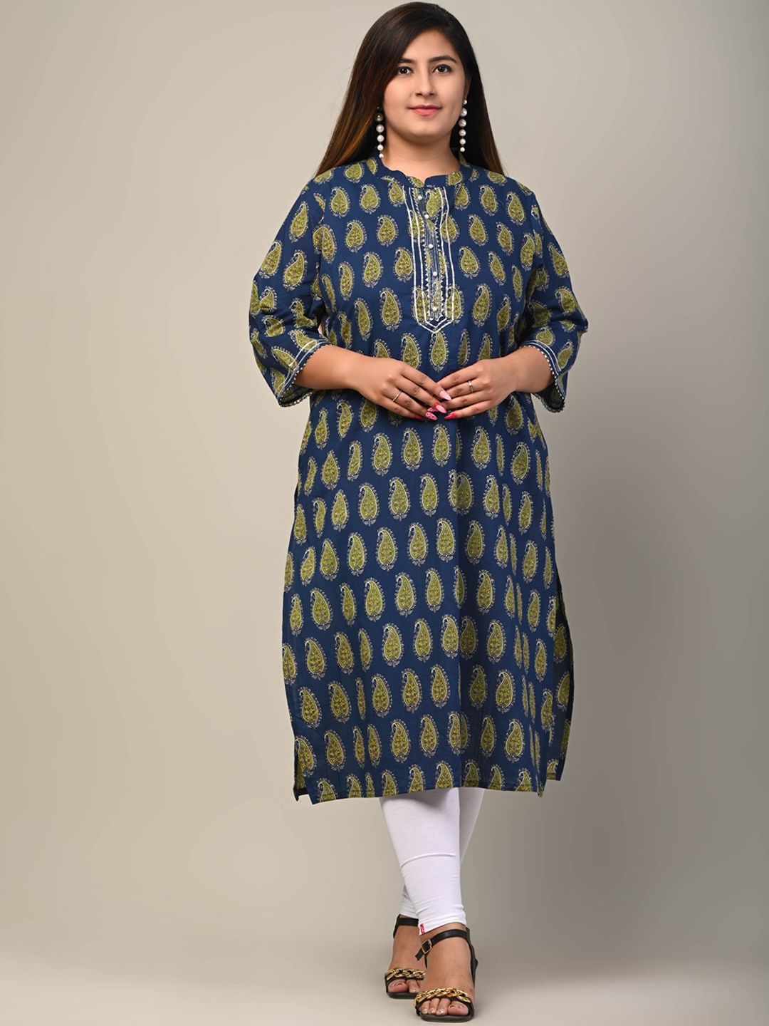 

Swasti Women Blue Paisley Printed Floral Kurta