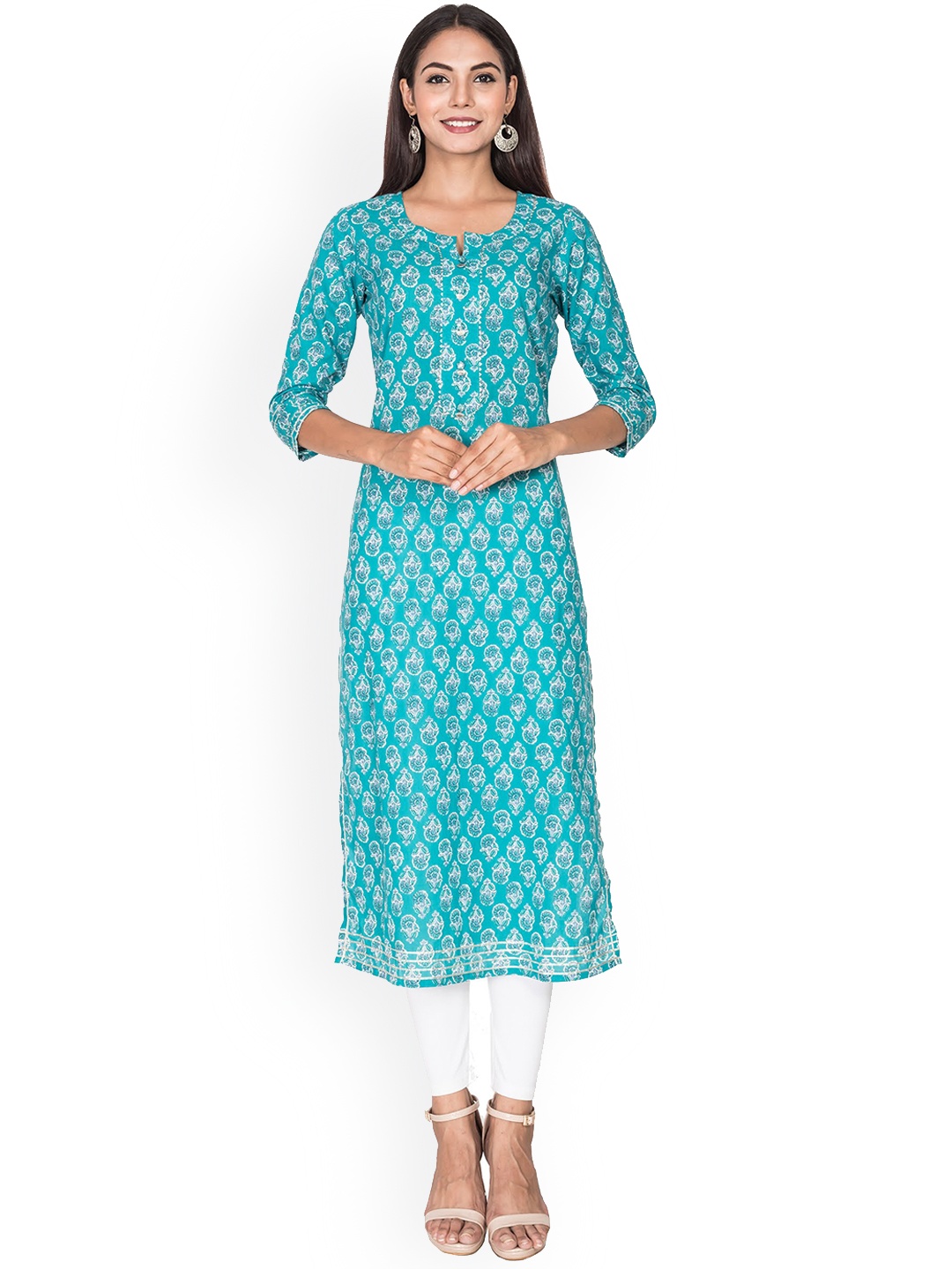 

Swasti Women Turquoise Blue Printed Kurta