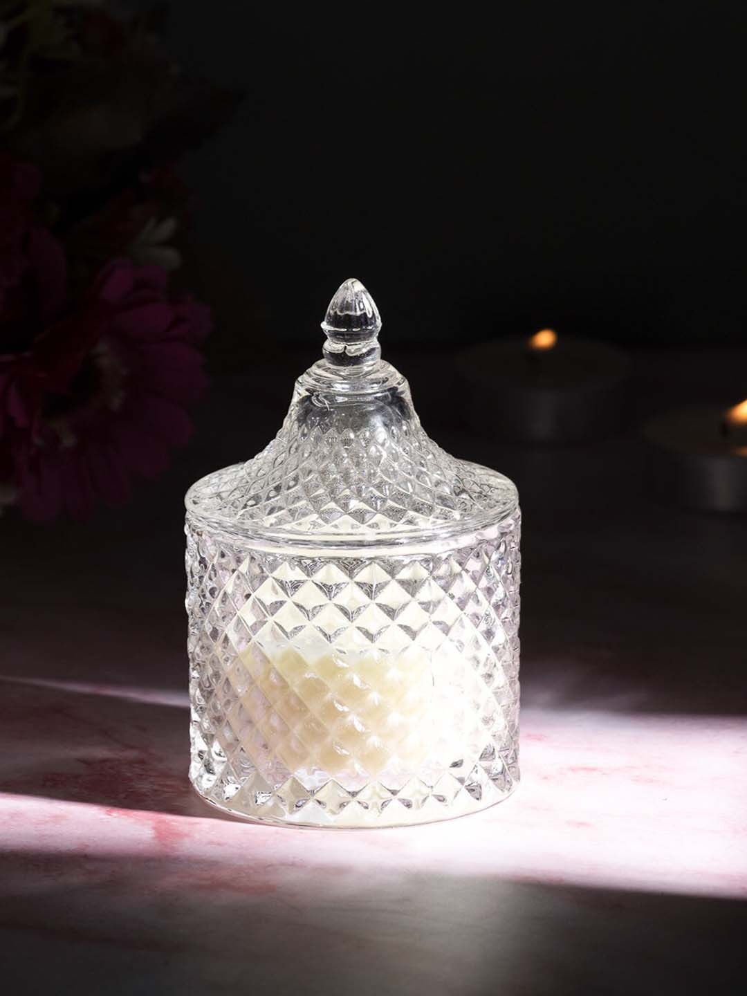 

MARKET99 Yellow Textured Scented Mason Jar with Candle Holder
