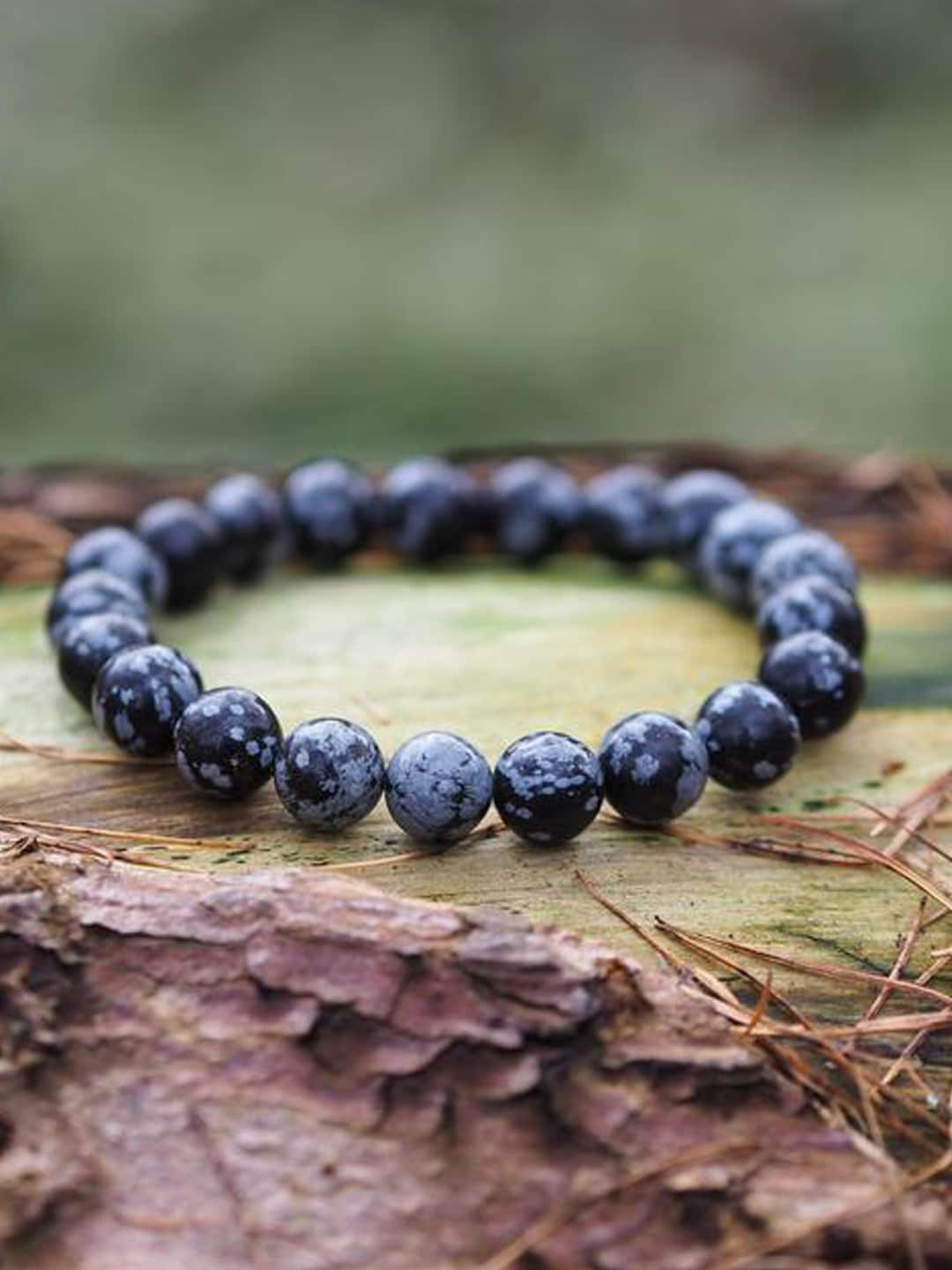 

Young & Forever Unisex Black Brass Obsidian Bracelet