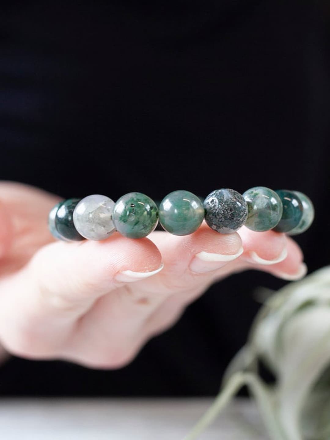 

Young & Forever Unisex Green Brass Agate Bracelet