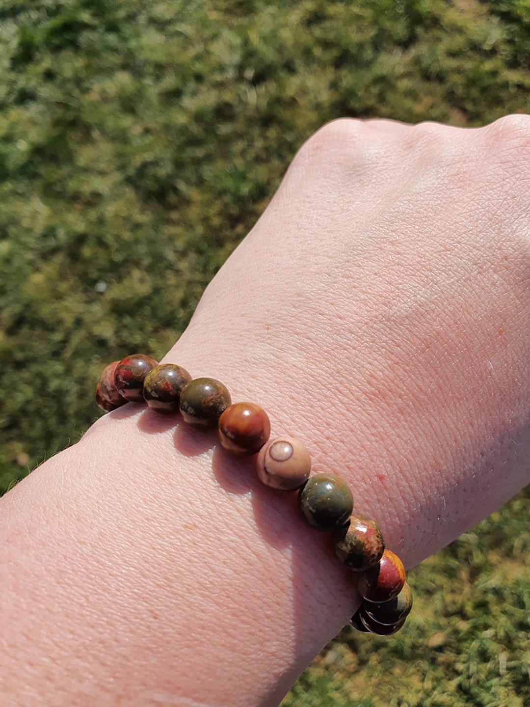 

Young & Forever Unisex Brown & Red Picasso Jasper Bracelet