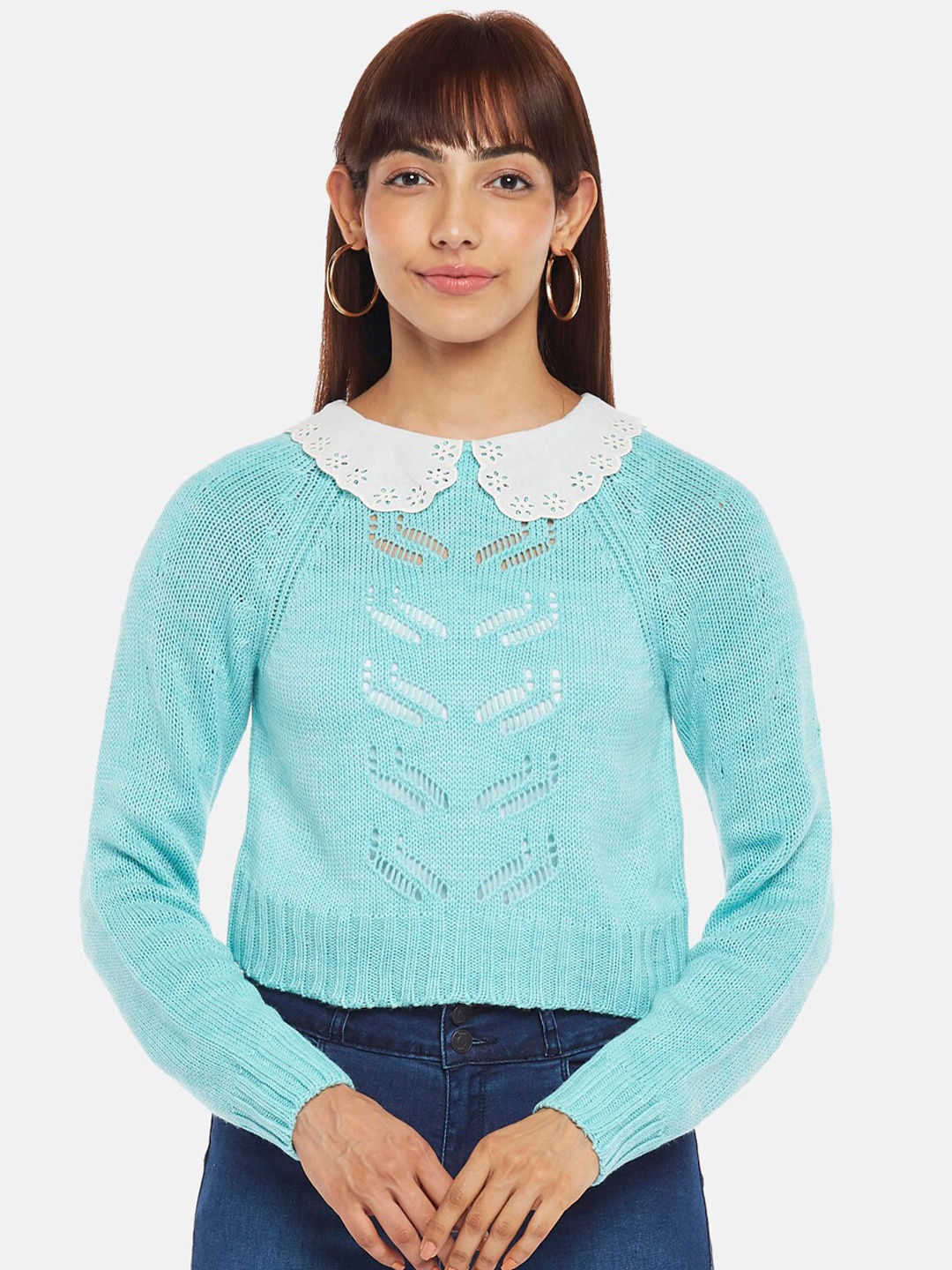 

People Women Blue & Nude-Coloured Pullover