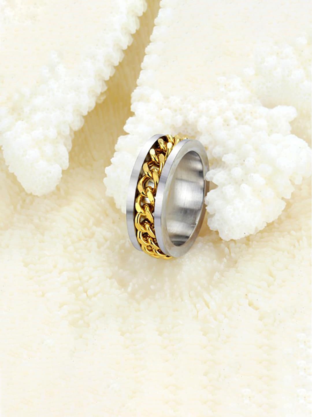 

Yellow Chimes Pack of 2 Men Black & Stainless Steel Contemporary Finger Ring