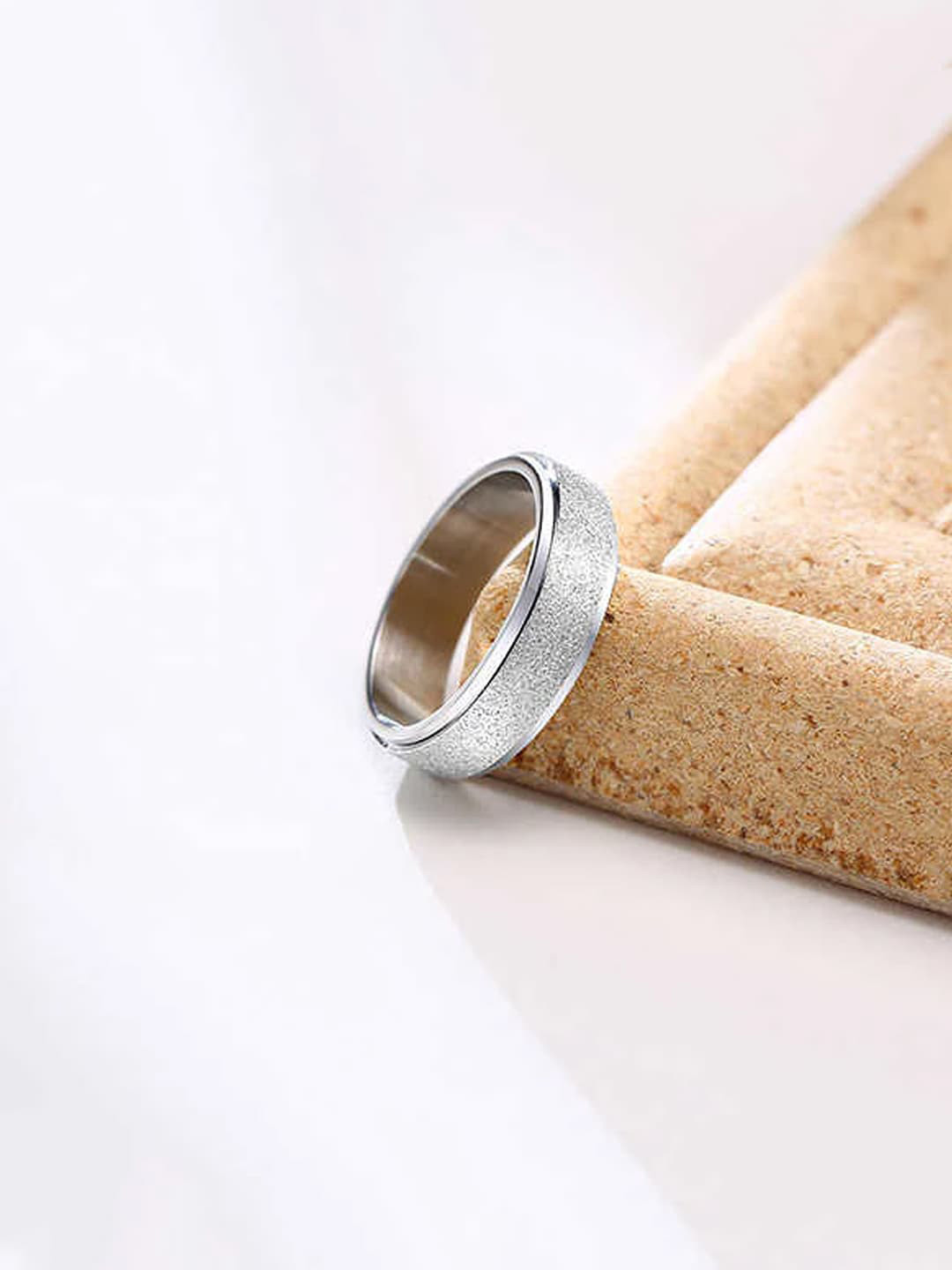 

Yellow Chimes Men Silver-Toned Stainless Steel Bold Ring