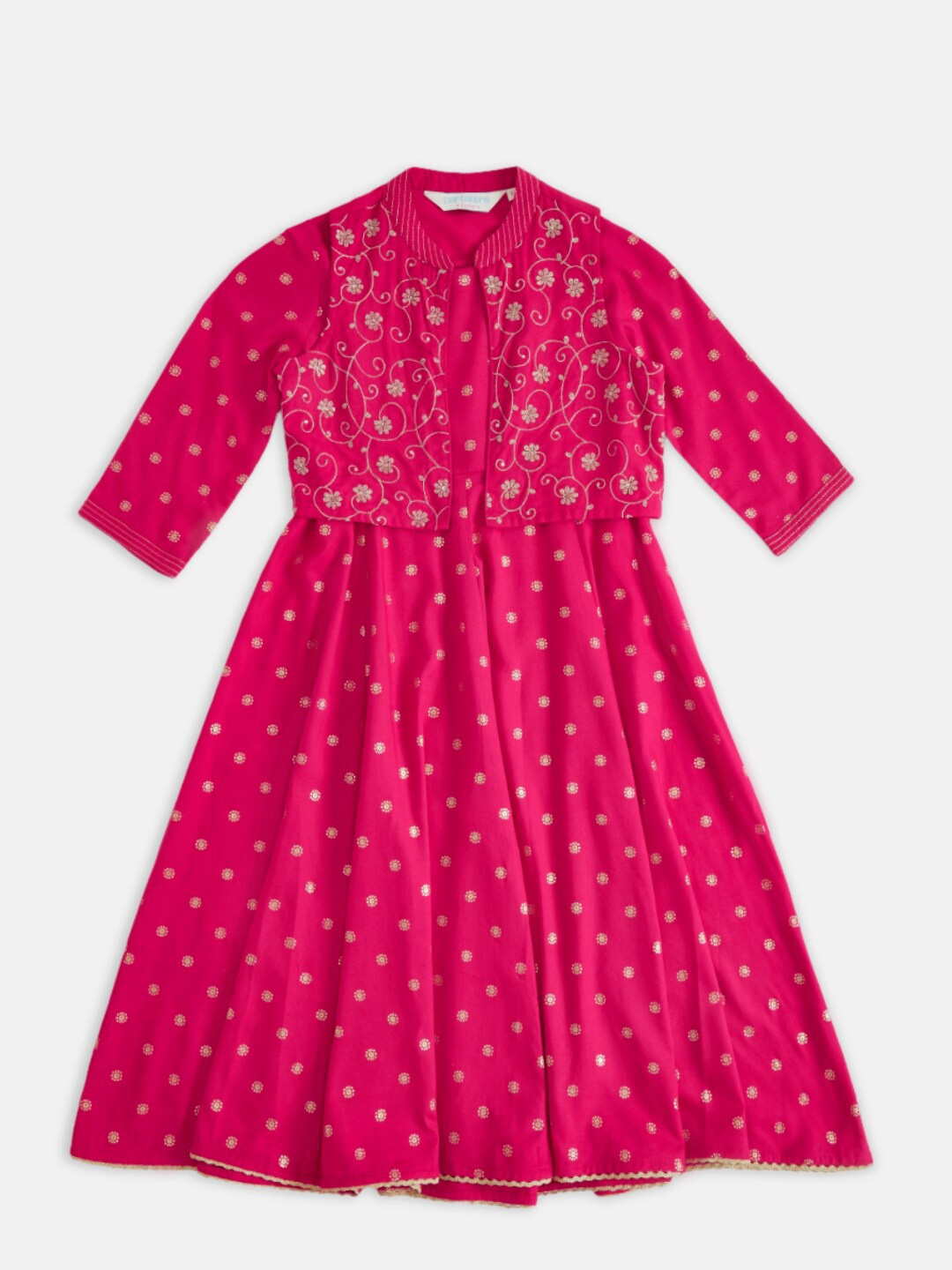 

AKKRITI BY PANTALOONS Pink Floral Printed Dress with Jacket