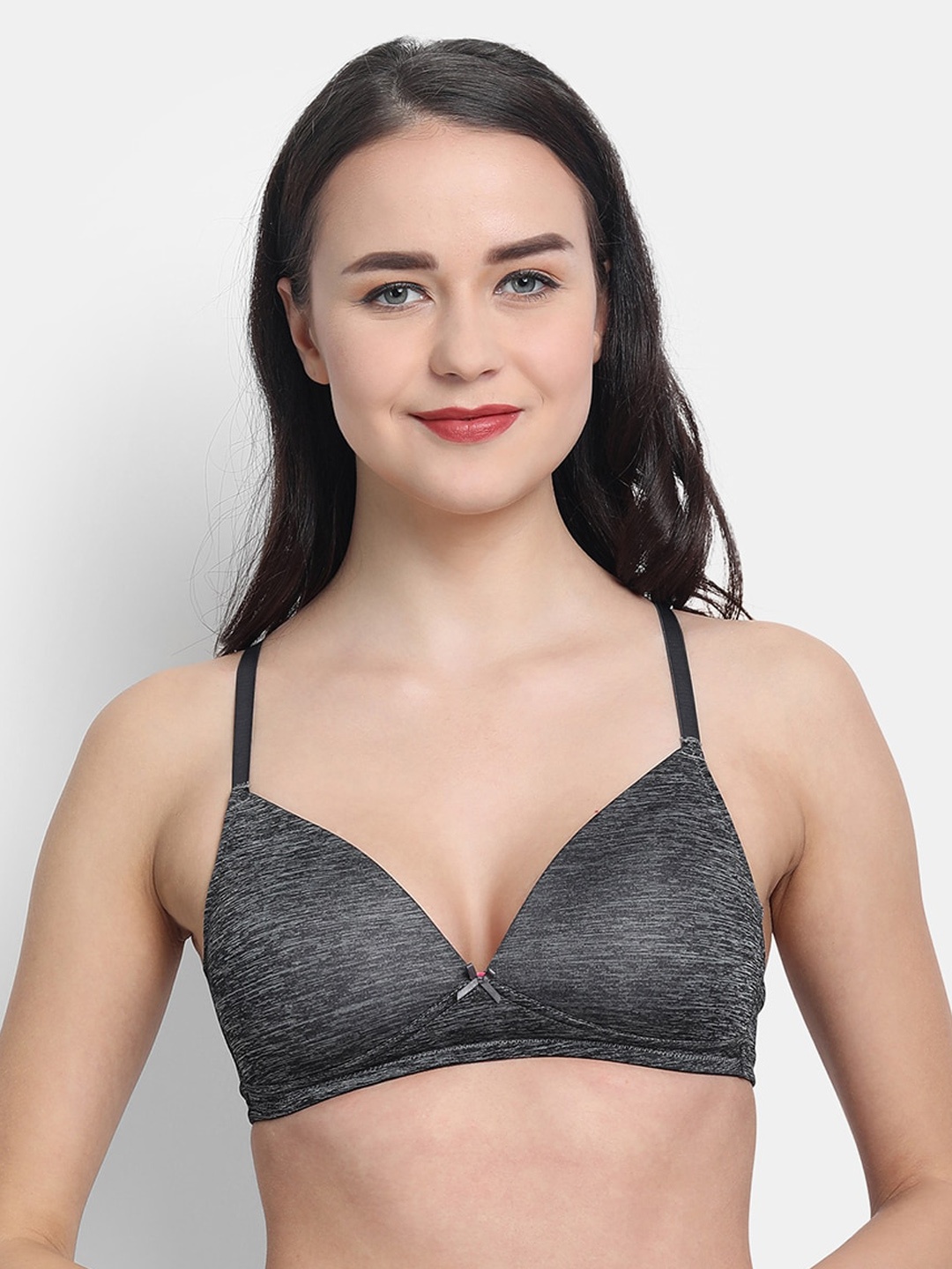 

VStar Grey Melange Solid Lightly Padded T-Shirt Bra